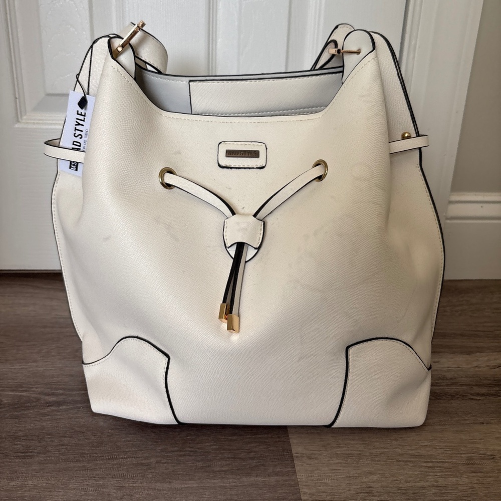 Mad Style White Large Bucket Tote Bag